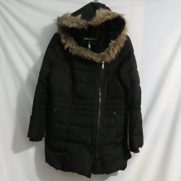 REITMANS | xl - extra large | Black Puffer Coat With Fur Trimmed Hoodie - Picture 1 of 16